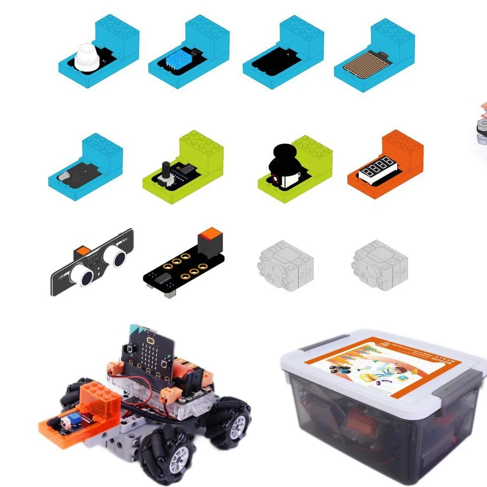 microbit v2 kit 4WD Mecanum robotic wheel Educational  track robot chassis starter Science kit for controller board