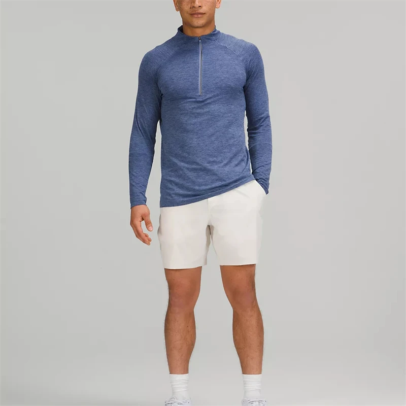 Manufacturer Custom Quick Dry Gym 1/4 Quarter Zip Top Fitness Tshirts Golf Shirts Sportswear Long Sleeves
