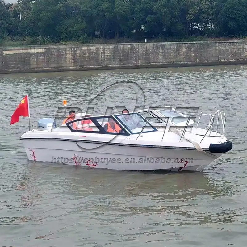 10 Passengers Fiberglass Open Speedboat 23FT/7M Long Life Durable Yacht Without Outboard Motor