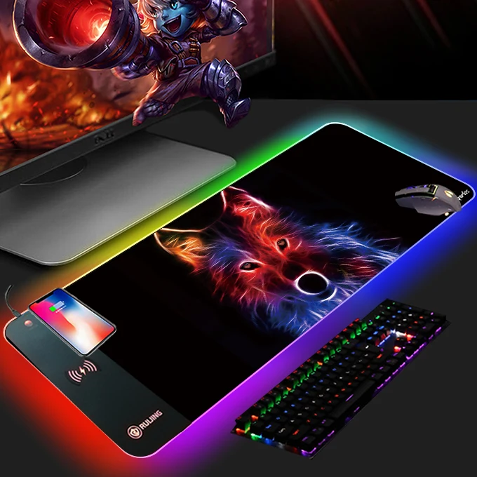 Игровой коврик для мыши с логотипом на заказ, 15 Вт, беспроводное зарядное устройство qi, Беспроводная зарядка