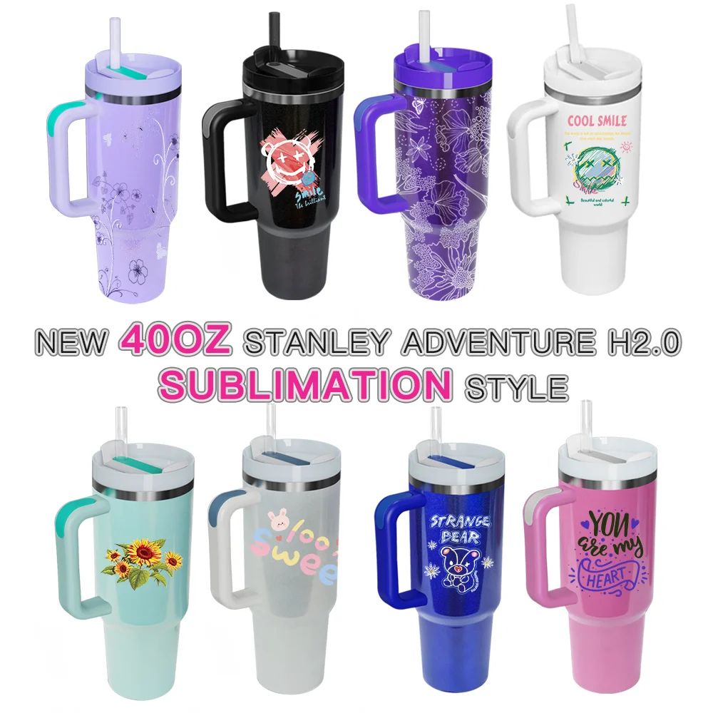 40oz diamond h2.0 plus Vacuum Adventure quencher Fluid leopard tumbler with handle glitter and straw customized logo for car