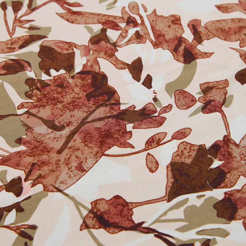 Beautiful 6 A Grade silk satin with spandex 16mm leaves digital printing fabric spring summer dress
