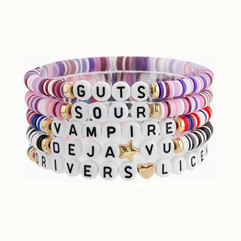 New Fashion Soft Pottery Bead Bracelets Set Olivia Rodrigo Bracelets Elastic Bracelets Jewelry Gifts For Women