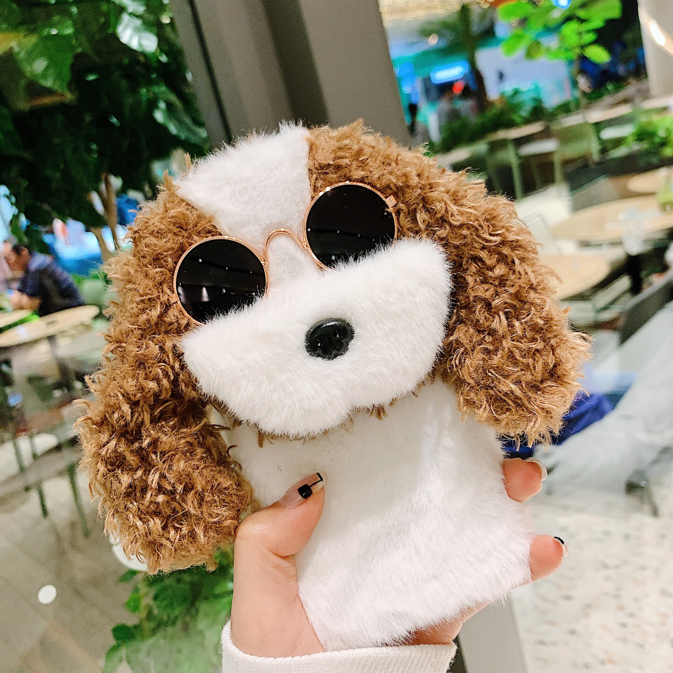 Cute Dog Plush Fluffy Fur Cell Mobile Phone Case for iphone 12 11 PRO XS MAX X XR 7 8