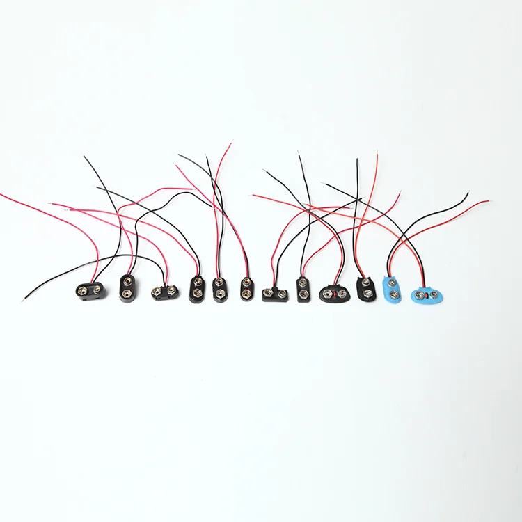 
T Type 15cm Black ABS Material 9v Battery Snap Clip Connector with Wire Holder Cable Leads Cord 