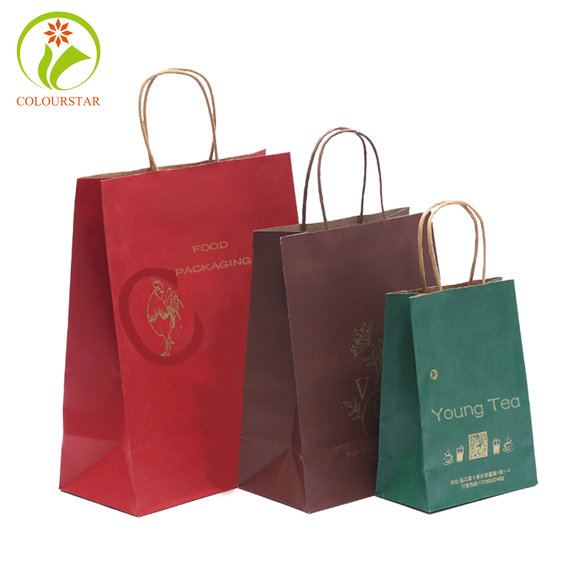 30pcs Wholesale Colorful Twisted Handle Kraft Paper Shopping Bag Gift Bag Packaging For Food