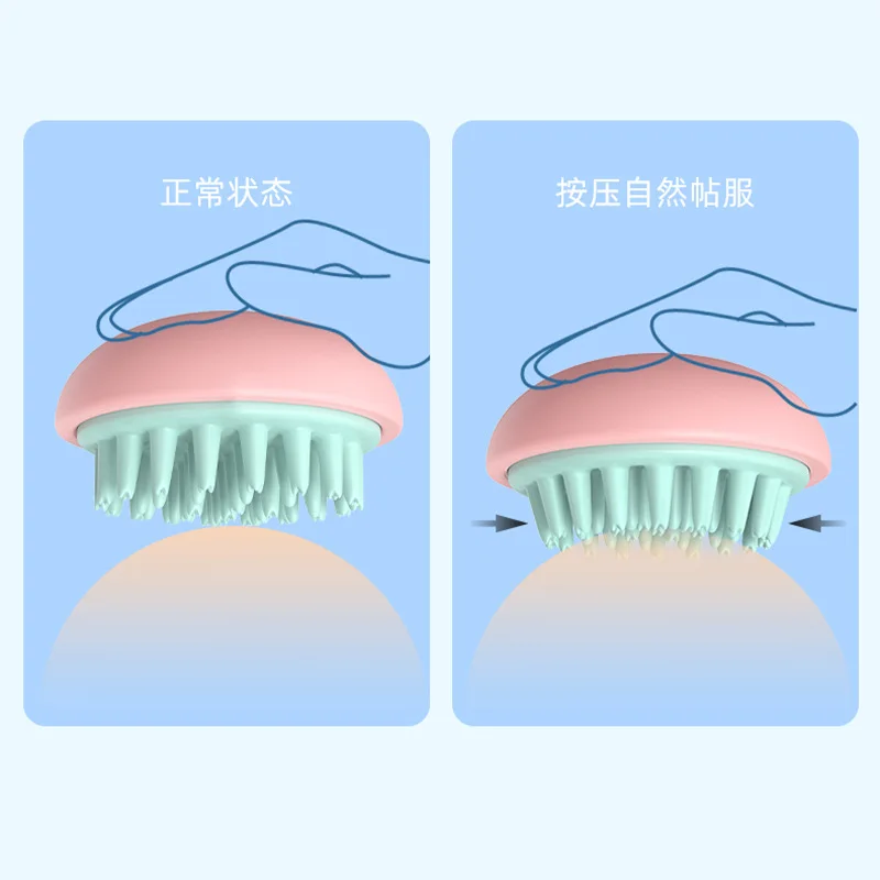 
Skyey Care Wholesale Portable Round Non Slip Design Soft Flexible Silicone Head Scalp Massage Brush With Handle 