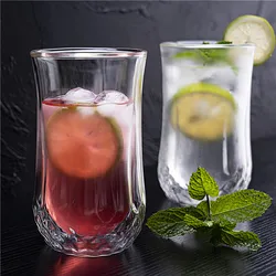 double layer heat resistant glass household water glass carving whisky glass cup