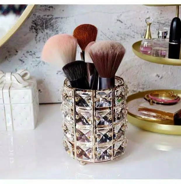 Fashion tools european silver diamond square crystal makeup brush holder