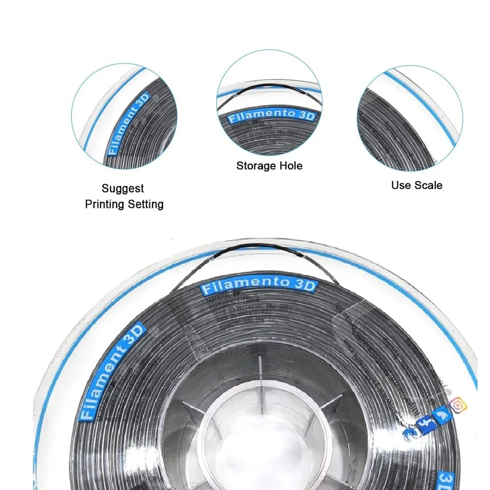 YOUSU PP high quality 3d filament , black , Durable engineering plastic filament 3d printer filament  1.75 mm  ,1kg