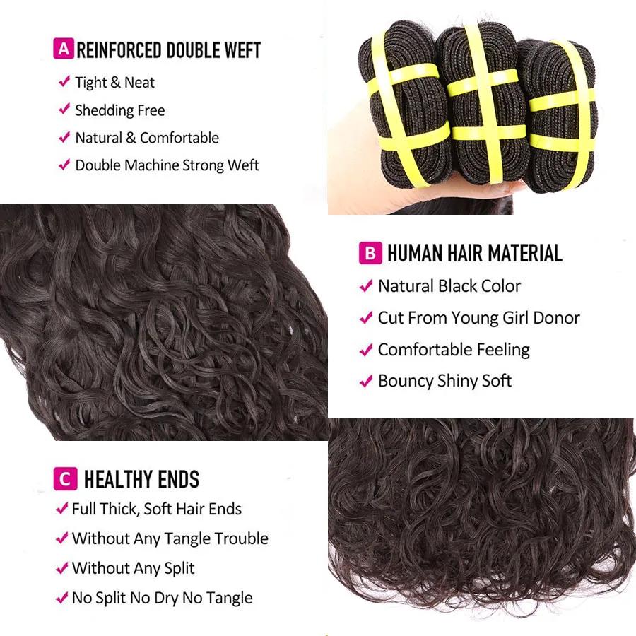 Water Wave Bundles Peruvian And Brazilian Human Hair Wholesale Virgin Cuticle Aligned Hair Weaves Bundles Vendors In Bulk