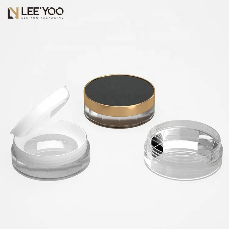 New round air loose powder jar empty setting powder container cosmetics case plastic makeup packaging