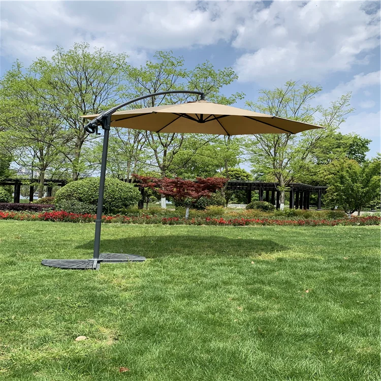 Hanging Roma Offset Umbrella Offset Parasol Patio Outdoor Table Umbrella with Auto Tilt and Crank Sun Beach Umbrella