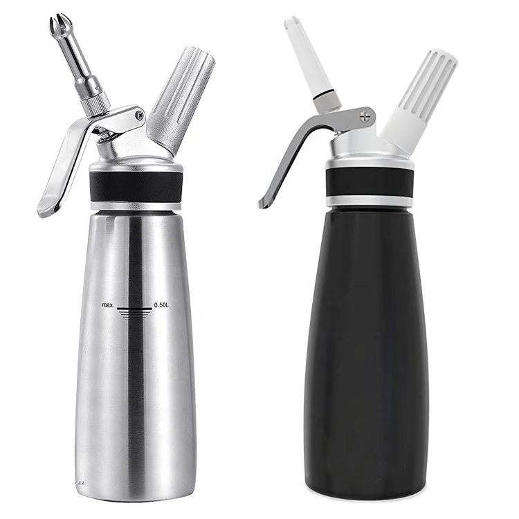 
Wholesale aluminum 1 Pint whip cream dispenser with rubber metal top and decorative nozzles and brush,dessert tools whipper 