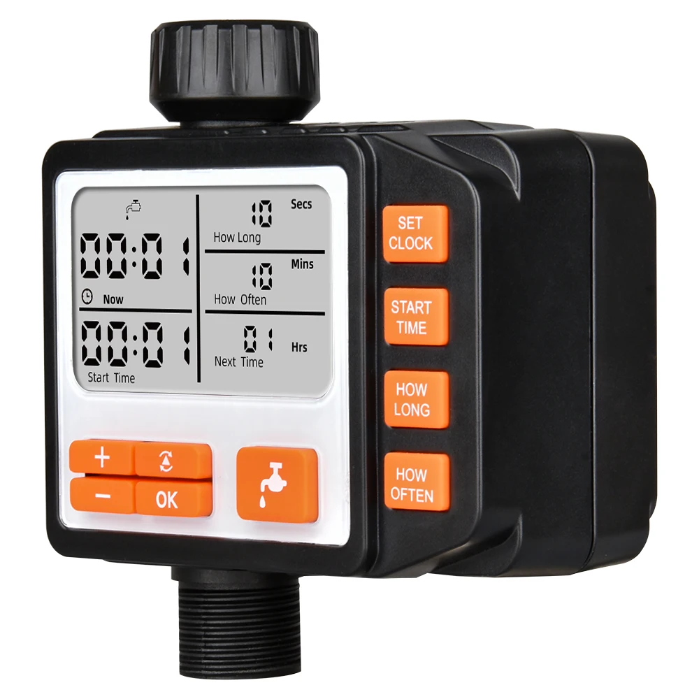 Garden outdoor pool superior plastic black/orange color automatic waterproof big screen irrigation control timer