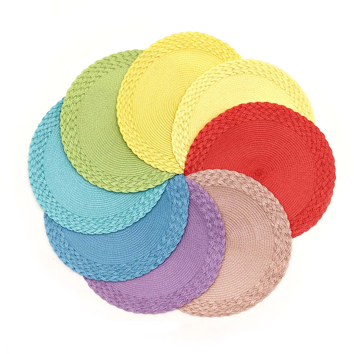 Eco-friendly Household Heat Resistant Table Mats Sets Woven Placemats Round PP Placemats for Dining Table Decoration