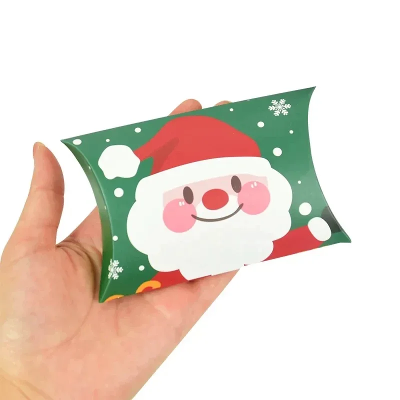 Cheap Paper Pillow Personalized Merry Christmas Chocolate Candy Box Packaging for Gifts