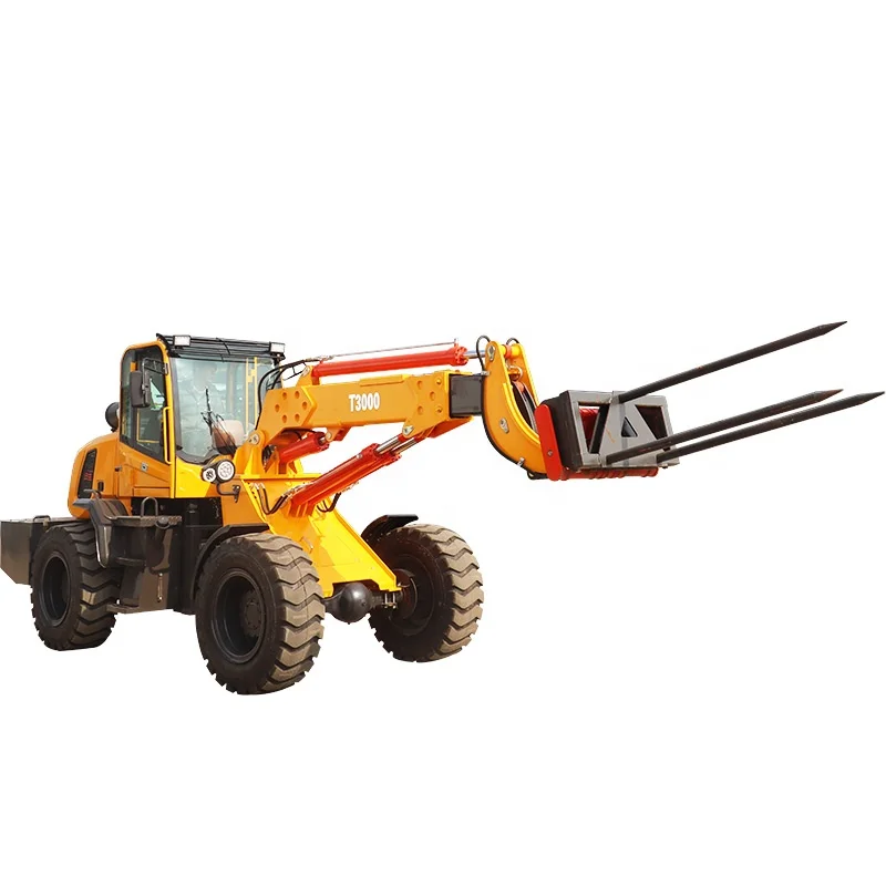 China 3 ton Heavy Telehandler 4WD Telescopic Loader mini 4 Wheel Steering Telescopic Forklift