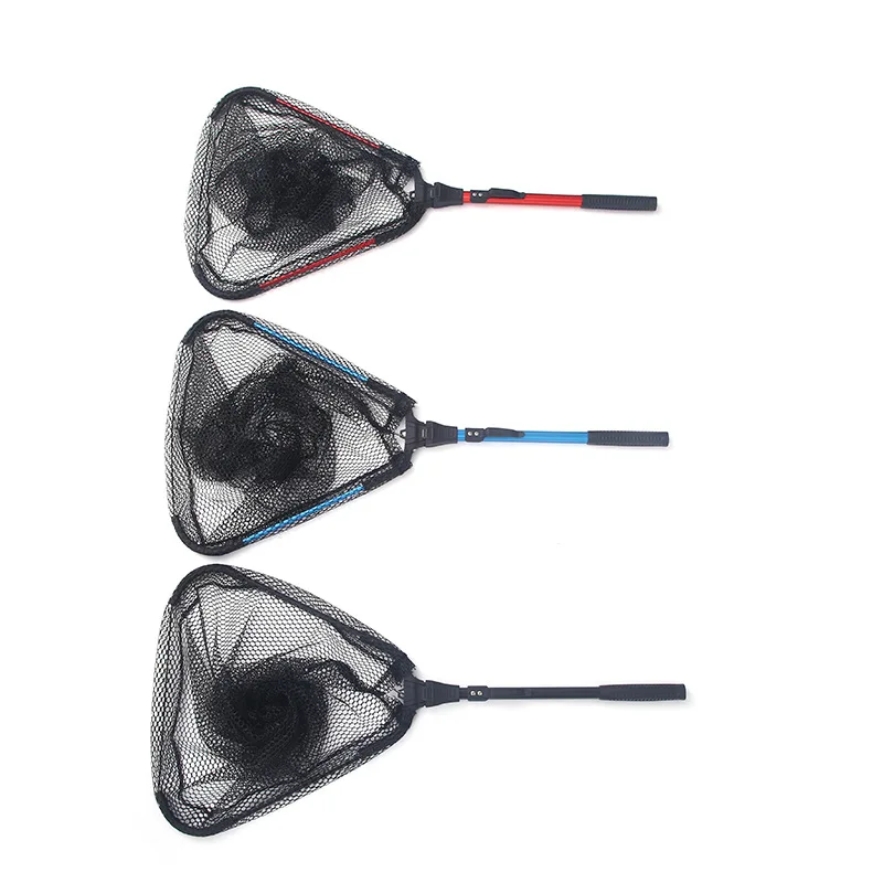 Cross-border Luya Triangle Foldable Telescopic Hand Dip Net Aluminum Alloy Fishing Net Reinforced Amazon Fishing Dip Net