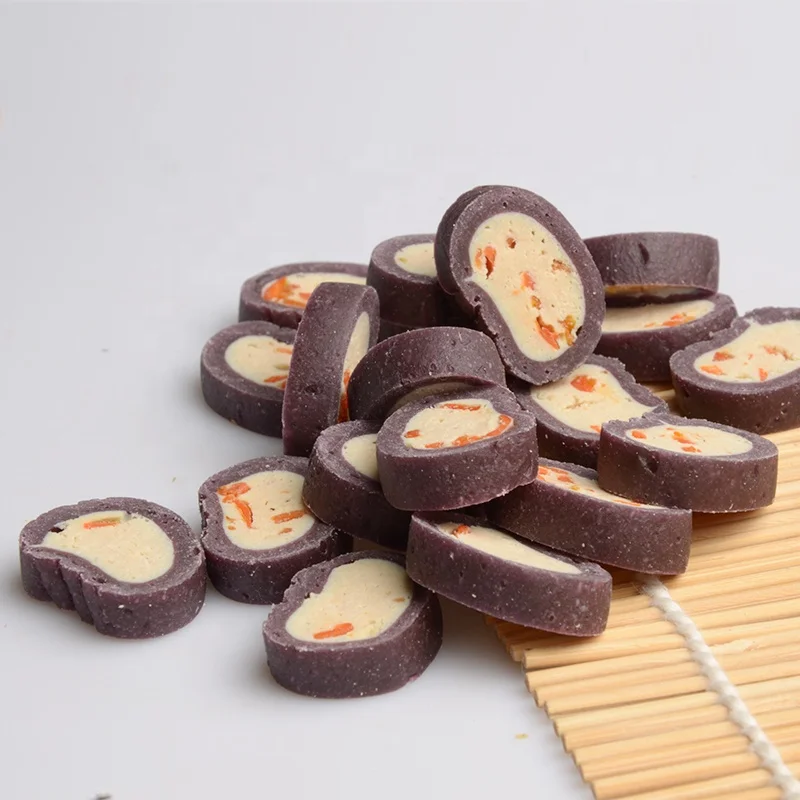 Dog  treat factory direct wholesale price purple potato cod sandwich slices high quality human edible dog treat