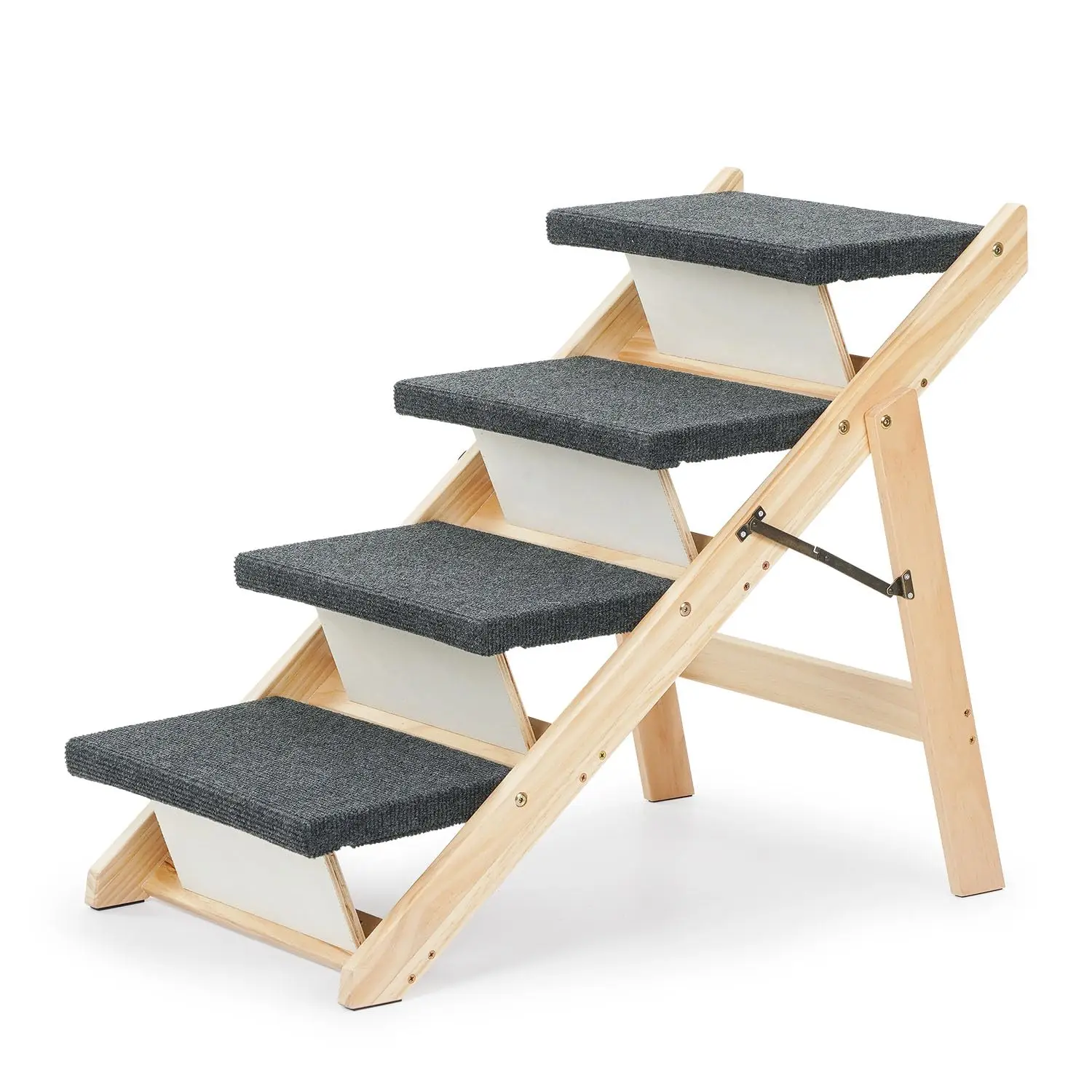 Anti Slip Carpet Surface Sturdy Stable Wooden Adjustable Dog Ramp Long Folding Portable Pet Dog Ramp for Couch Any Sizes Dog