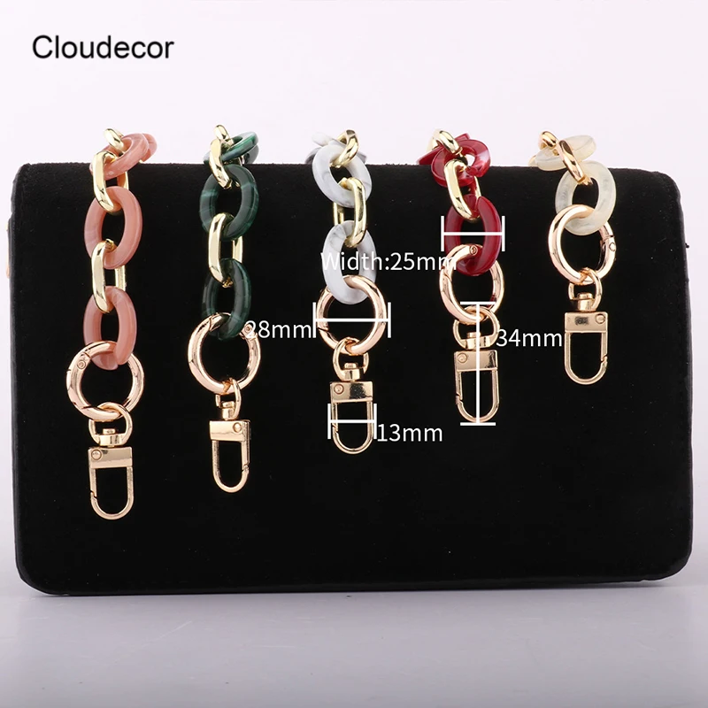 Fashion Beige Brown Acrylic Resin Metal Circle Handbag Handle Strap Detachable Replacement Women Shoulder Strap Bag Accessories