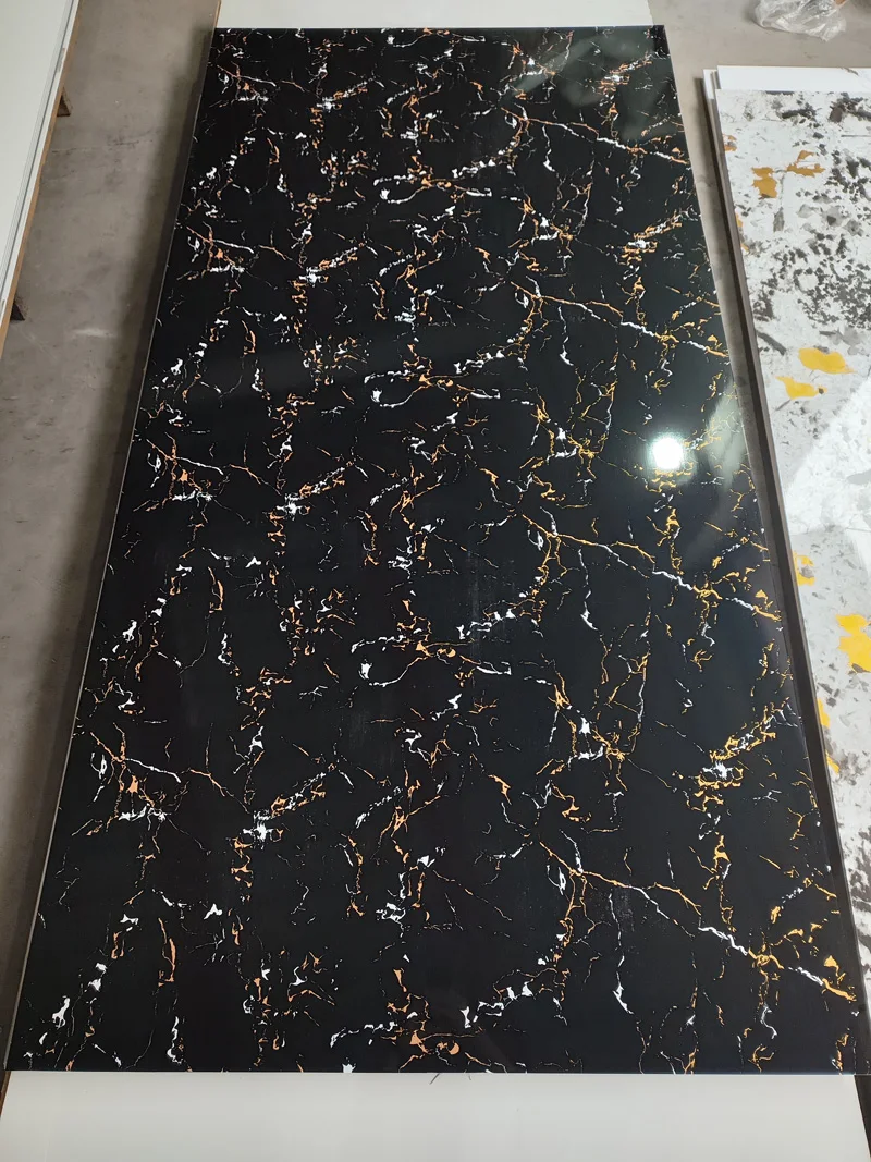Continuous Marbling High Glossy Marble Surface Bamboo Charcoal Fiber Board Wall Panels Wood Veneer PVC Wall Panel Marble Sheet