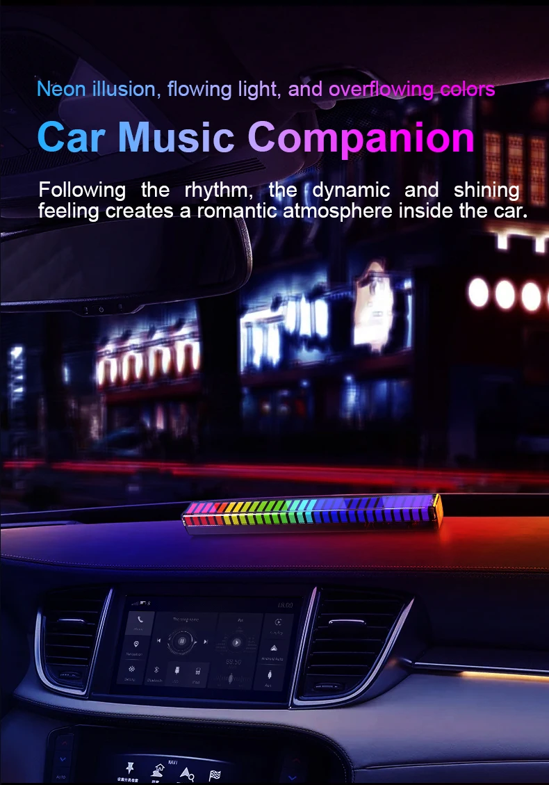 RGB Intelligent Voice Control LED Lights Modern Design 3D Music Festival Atmosphere Rhythm Charging TV Game Computer Living Room