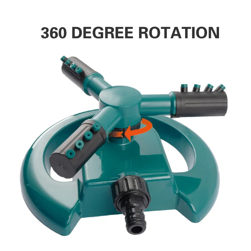 3 Nozzles Lawn Sprinklers 360°Automatic Rotating Water Sprinkler System Garden Sprinkler Adjustable