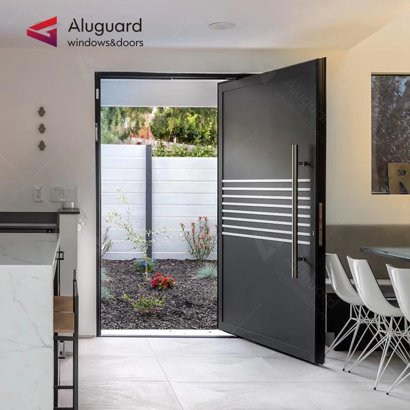 Latest villa security steel large pivot main door grill design aluminium front door with sidelights