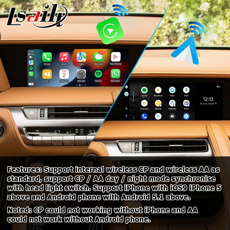 Беспроводная интерфейсная коробка Lsailt Carplay для Lexus LC500 LC500h LC 17-21 поддержка беспроводного android auto
