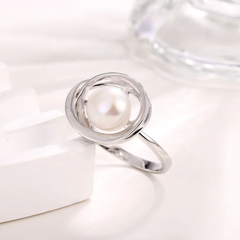 KAMMY 8-8.5mm Circle Hollowing 925 Sterling Silver Dainty Casual Unique Adjustable Rings For Ladies