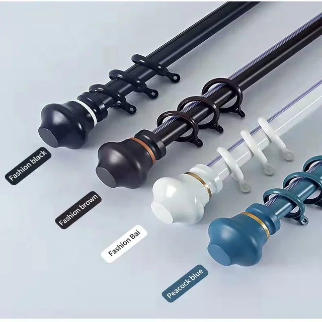 Factory directly 28mm Aluminum Alloy single Double roman rod curtain Accessories black white europe style metal curtain rod pipe