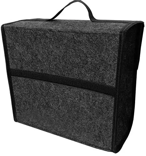 
Collapsible Soft Felt Car Storage Box Adjustable Securing Straps Portable Car Trunk Organizer 