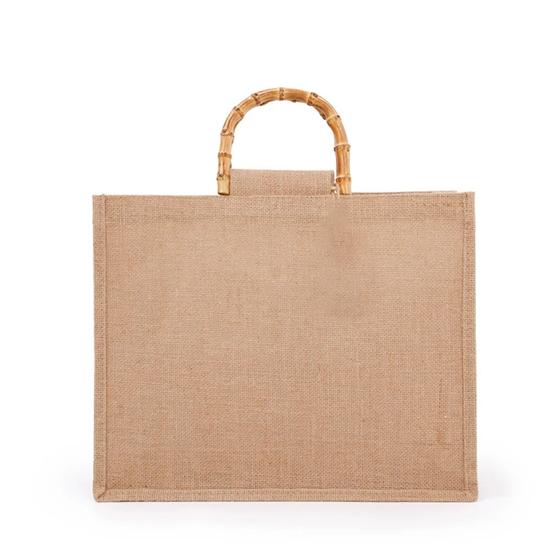 Custom Available Eco Friendly Plain Natural Tote Bag Small jute beach bag zipper cotton jute bag