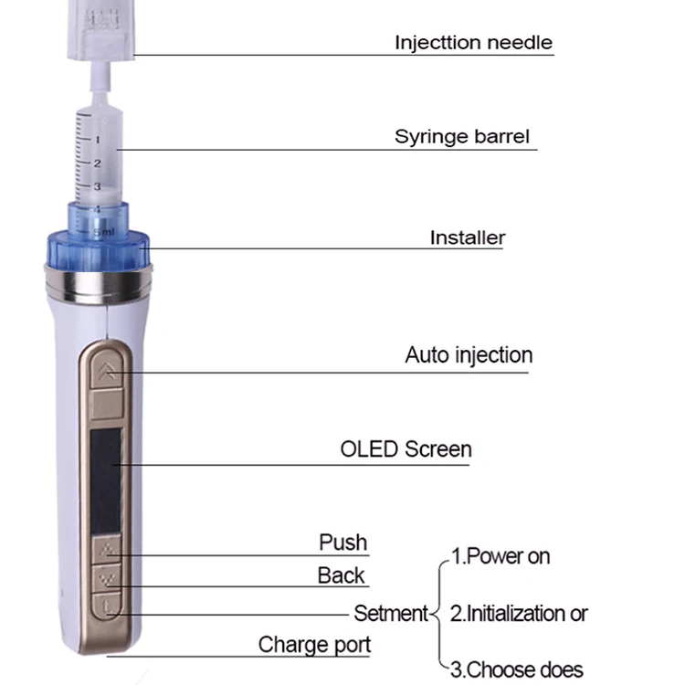 
2020 Hot Selling Acid Hyaluronic Injectable Hyaluronic Pen Mesotherapy Injections With Syringe Mesotherapy Gun 