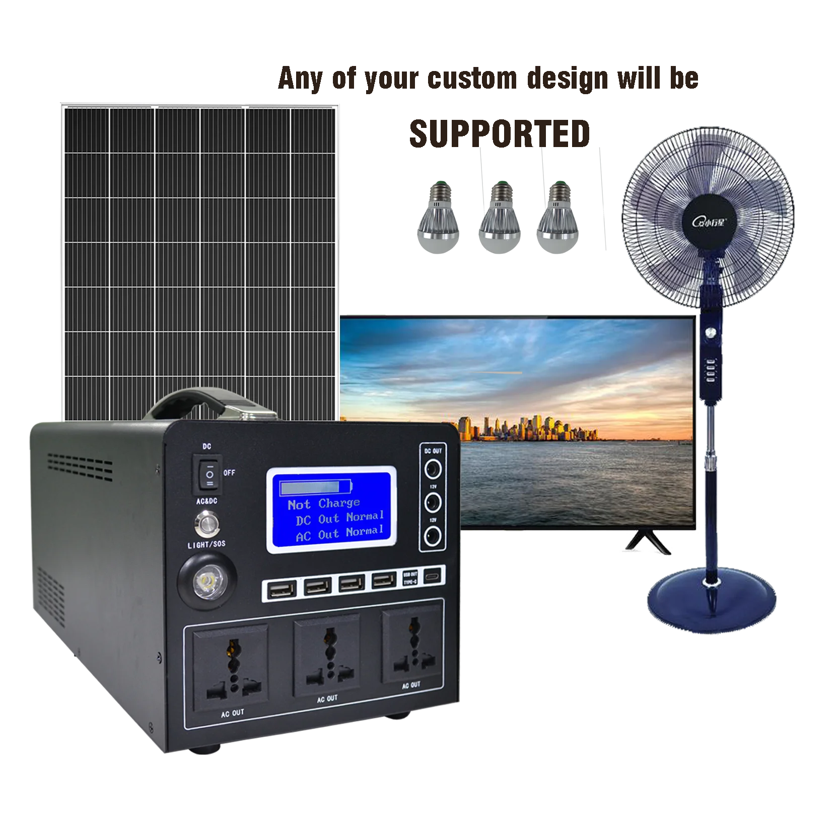 Portable Solar Power Generator 110V 220V Battery Power Station Lithium For Family Use