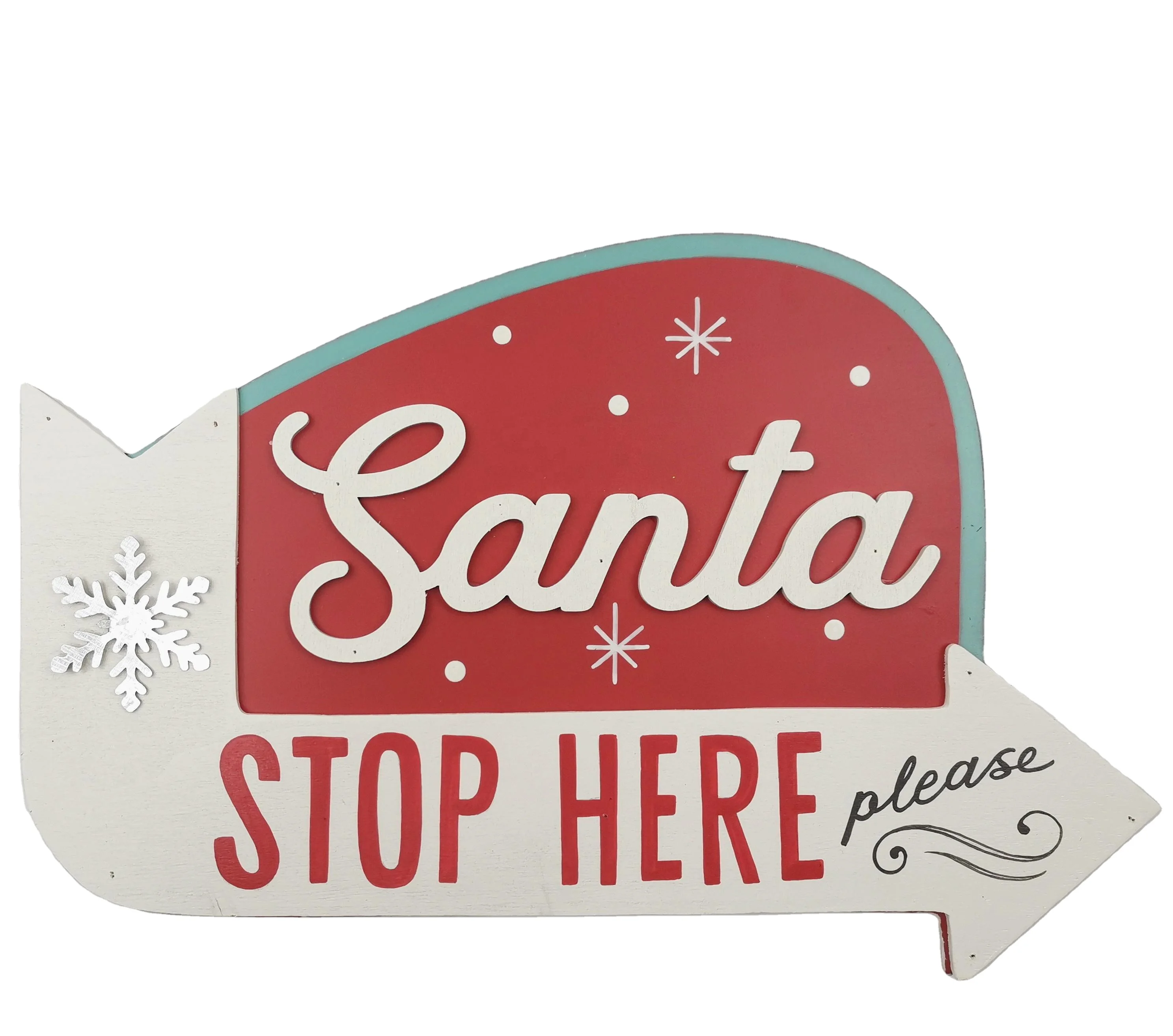 Wood Decor Christmas Santa Road Indicator Painted Custom Sign Board Wood Sign Neon Sign Wall
