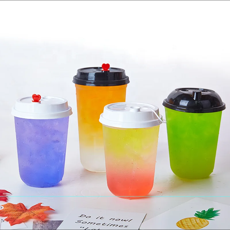 
700ml u shape cups disposable printed custom logo new PP plastic bubble tea cups for cold beverage and milk tea 