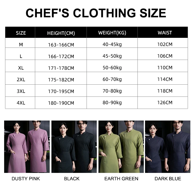 Uniformes De Philippines Chef Restaurant and Bar Uniforms Cuisine Chef Clothes Extra Big Kitchen Chef Uniform Coat New 2024
