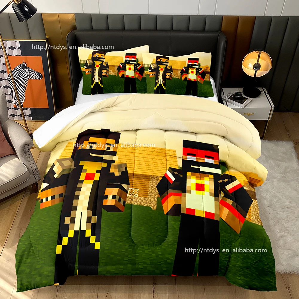 Wholesale Factory 3D my world LEGO print four seasons washable fluffy quilt