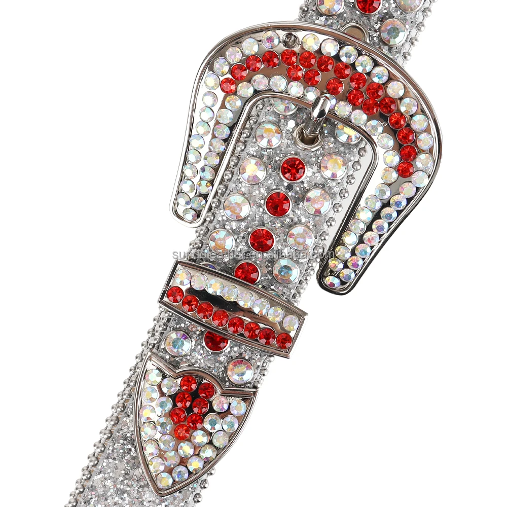 Western Cowboy Bling Bling custom fashion design Buckle Crystal Belts Black Rhinestone Studded Belt Man