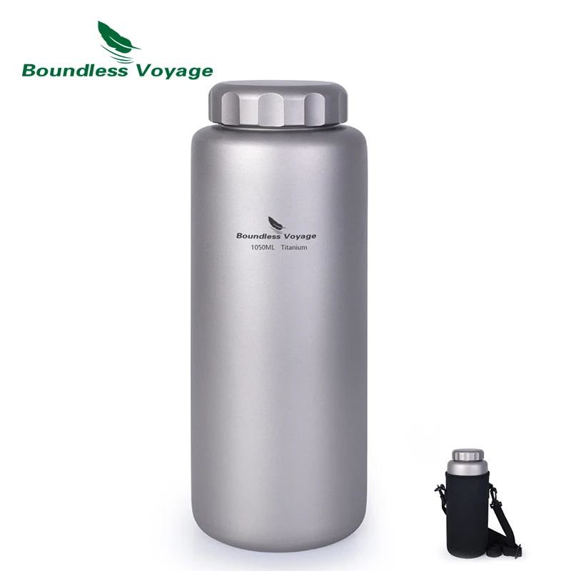 Boundless Voyage 1050ML 35.5OZ Outdoor Sport Leak-Proof Wide Mouth CNC Lid Titanium Drinking Water Bottle Large capacity