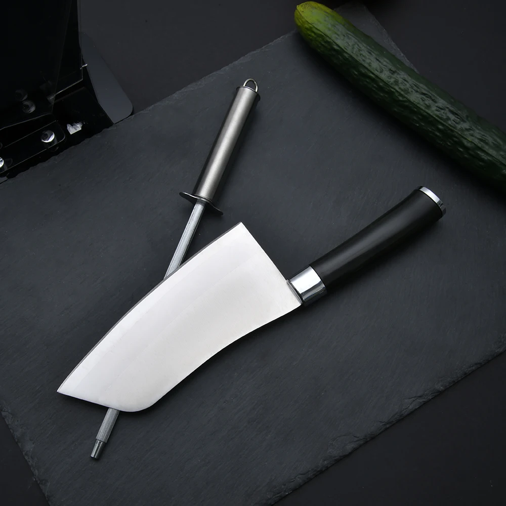 Modern Design High-Quality Black Handle Professional Stainless Steel 6pc Kitchen Knife Set with Scissors and Stand