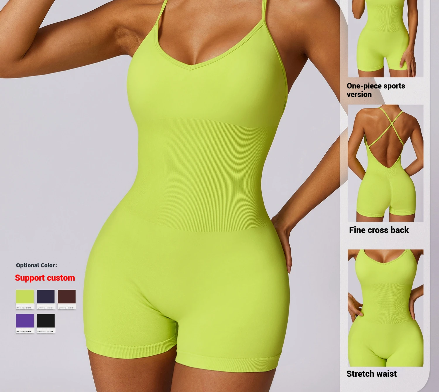 Wholesale Yoga Short Leggings 75%Nylon 25%Spandex Latest Jumpsuit Styles Nylon Spandex Jumpsuit