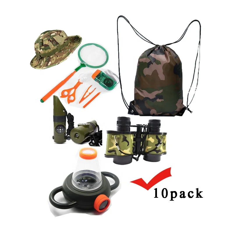 Набор приключений на открытом воздухе Детский бинокль Explorer фонарик свисток увеличительное стекло набор для ловли