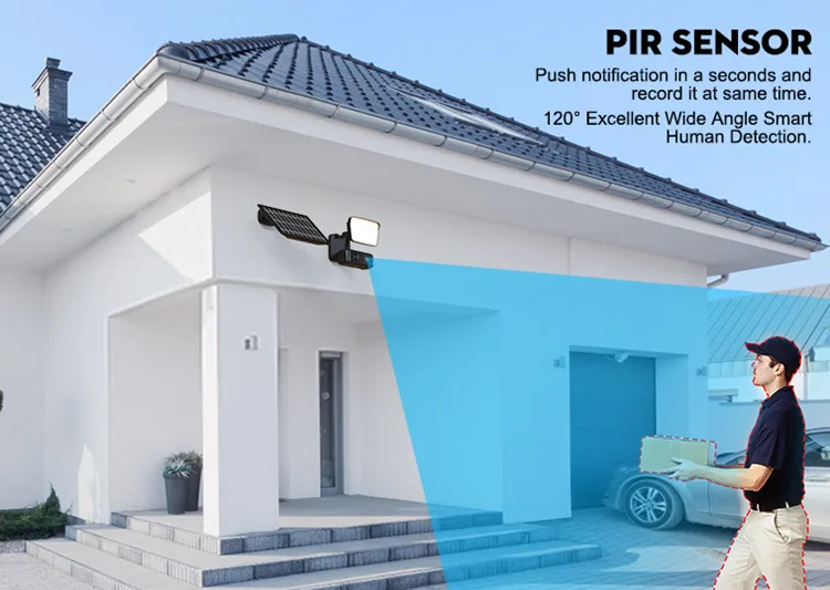 2MP Floodlight Solar Powered Cctv Battery Wireless Ip Outdoor Night Vision Street Light With Camera