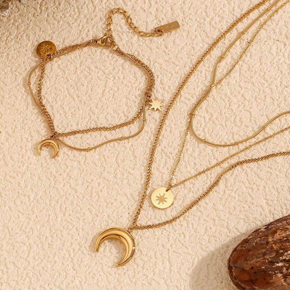 Многослойное корейское ожерелье из нержавеющей стали