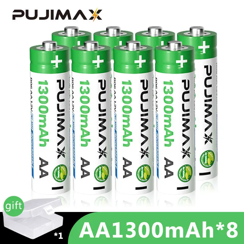 PUJIMAX High Quality 1300Mah AA Battery Pack AA Rechargeable Battery 1.2V Ni-Mh Batteries For Fingerprint Lock Wireless Mouse