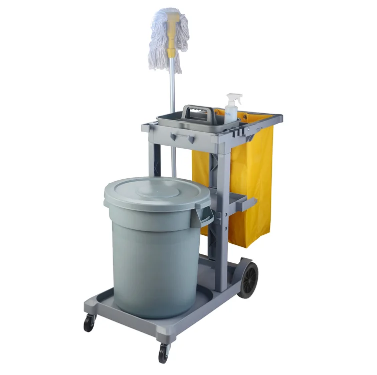Multipurpose Laundry Trolley Janitorial Cart Large Capacity Hotel Cleaning Trolley